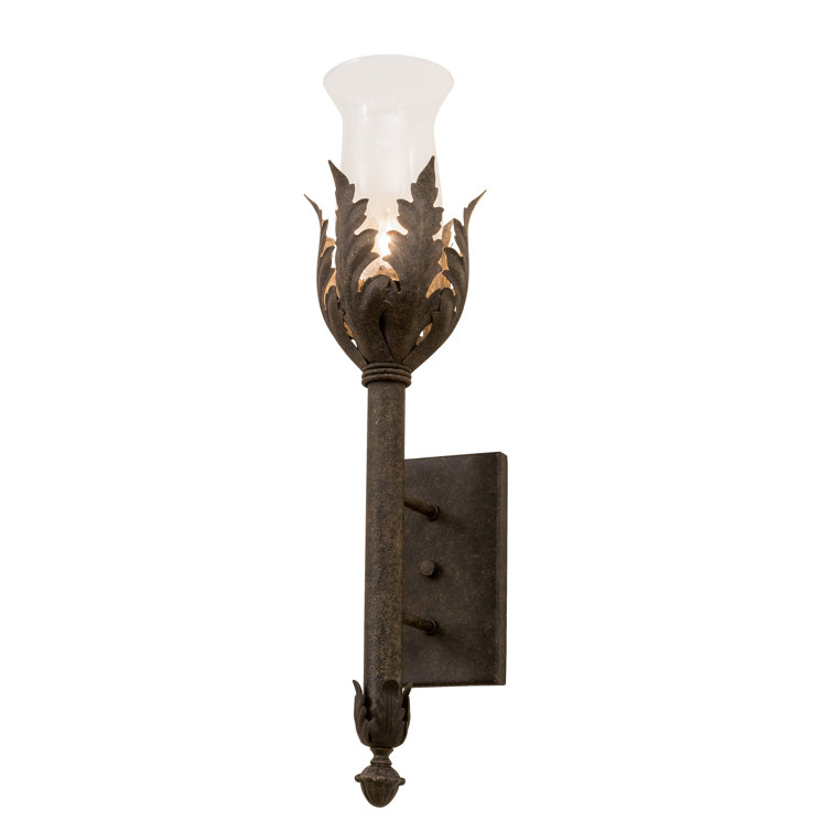 Antiquity Grey and Clear Glass Leaf Wall Sconce
