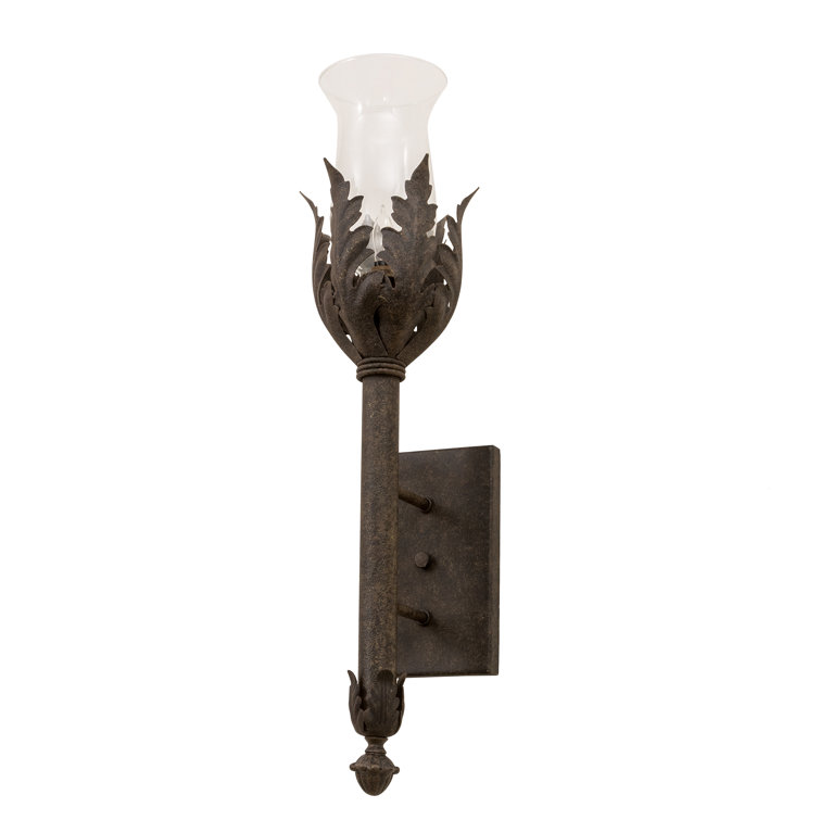 Antiquity Grey and Clear Glass Leaf Wall Sconce