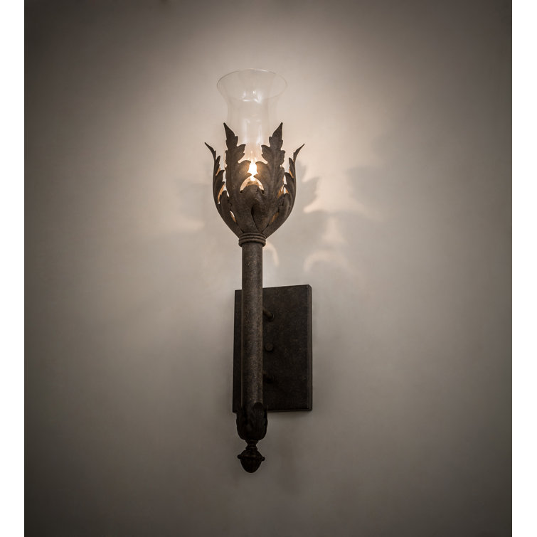 Antiquity Grey and Clear Glass Leaf Wall Sconce