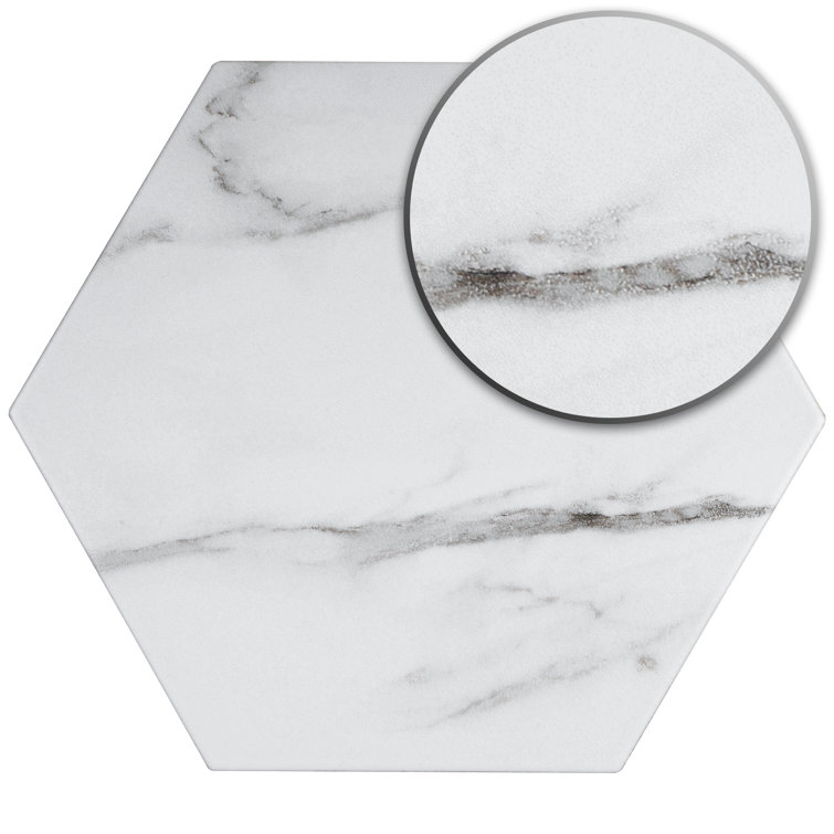 Elegance White Hexagon Porcelain Tile with Marble Look