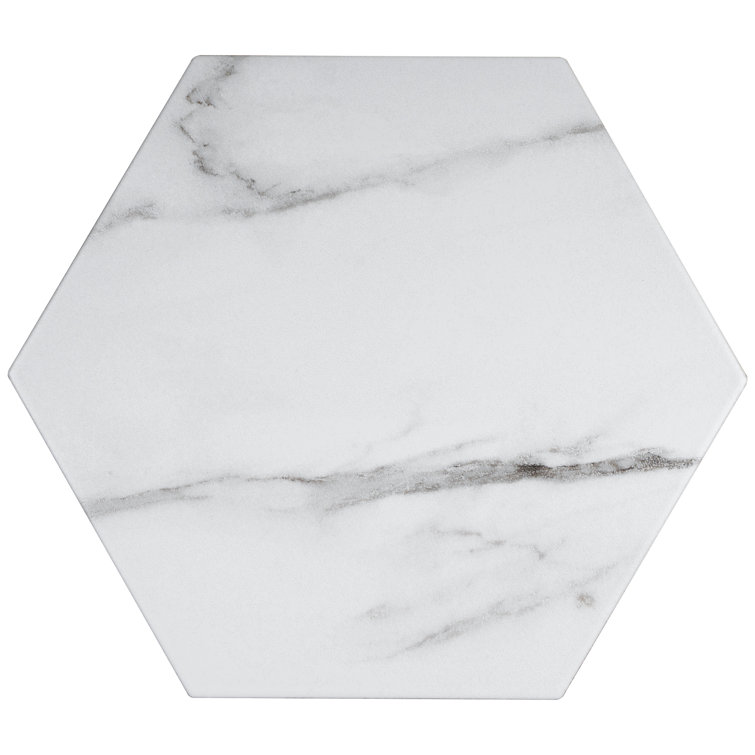 Elegance White Hexagon Porcelain Tile with Marble Look