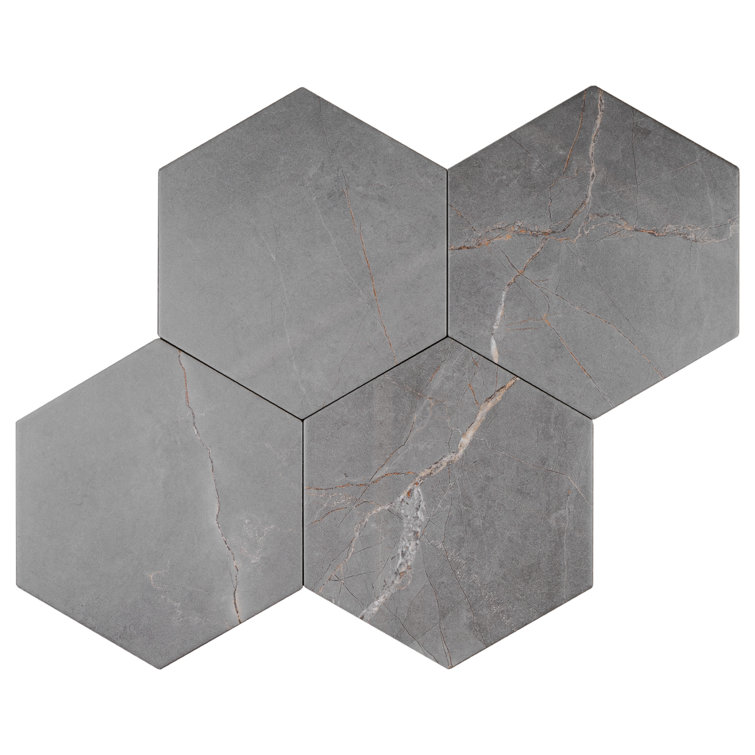 Elegance Dark Gray Hexagon Matte Porcelain Wall & Floor Tile