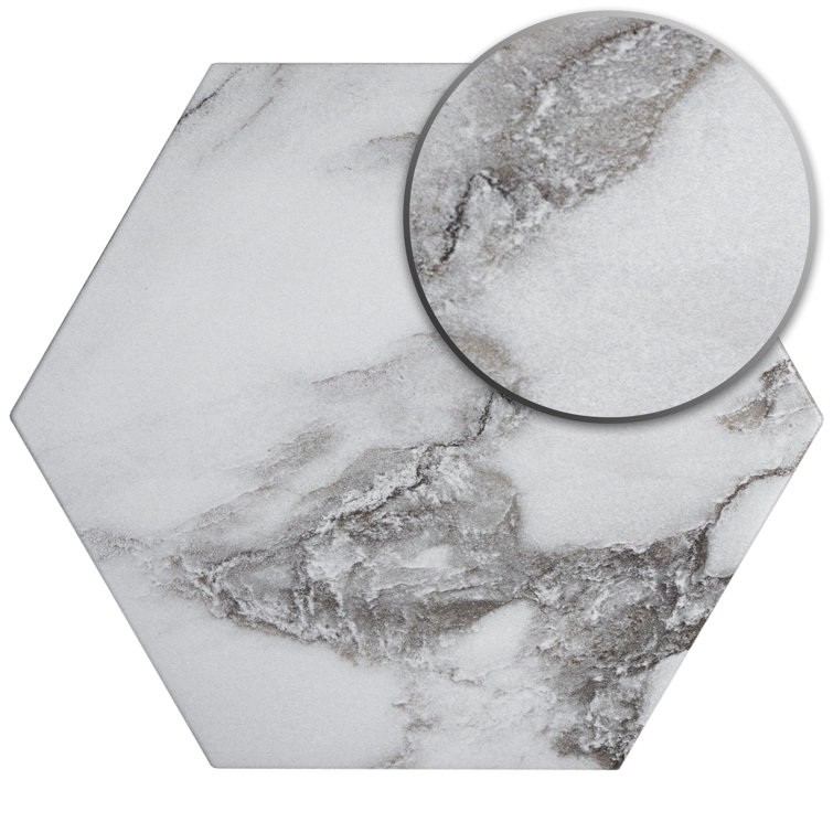 Marquina Hexagon Matte Porcelain Wall & Floor Tile 7.7" x 8.9"