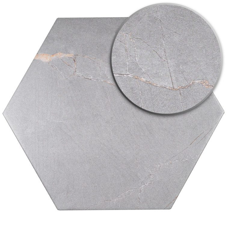 Elegance Gray Hexagon Porcelain Wall & Floor Tile 7.7" x 8.9"