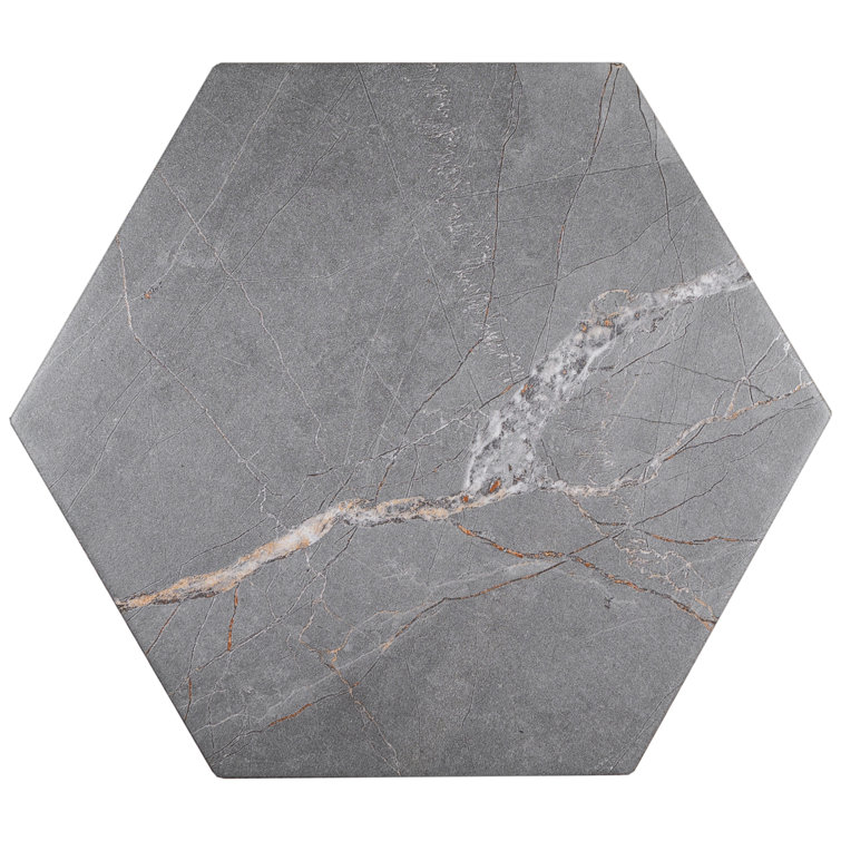 Elegance Dark Gray Hexagon Matte Porcelain Wall & Floor Tile
