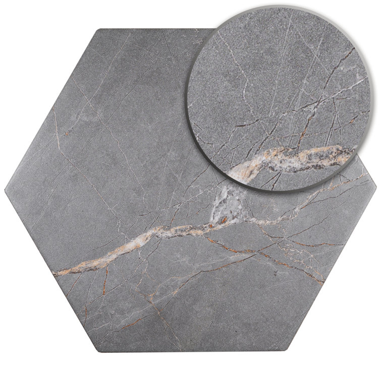 Elegance Dark Gray Hexagon Matte Porcelain Wall & Floor Tile
