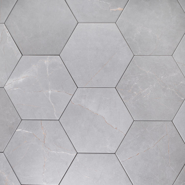 Elegance Gray Hexagon Porcelain Wall & Floor Tile 7.7" x 8.9"