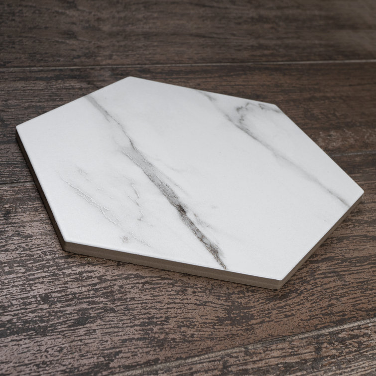 Elegance White Hexagon Porcelain Tile with Marble Look