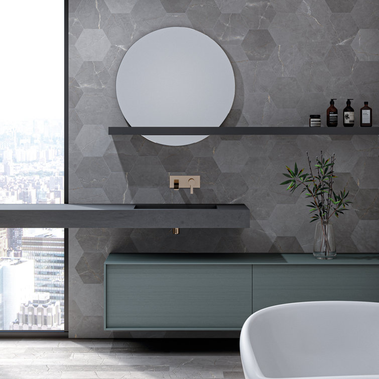 Elegance Dark Gray Hexagon Matte Porcelain Wall & Floor Tile