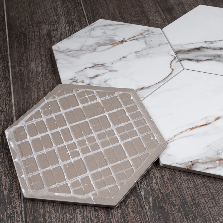 Gold Marble Look Hexagon Porcelain Tile 7.7" x 8.9"