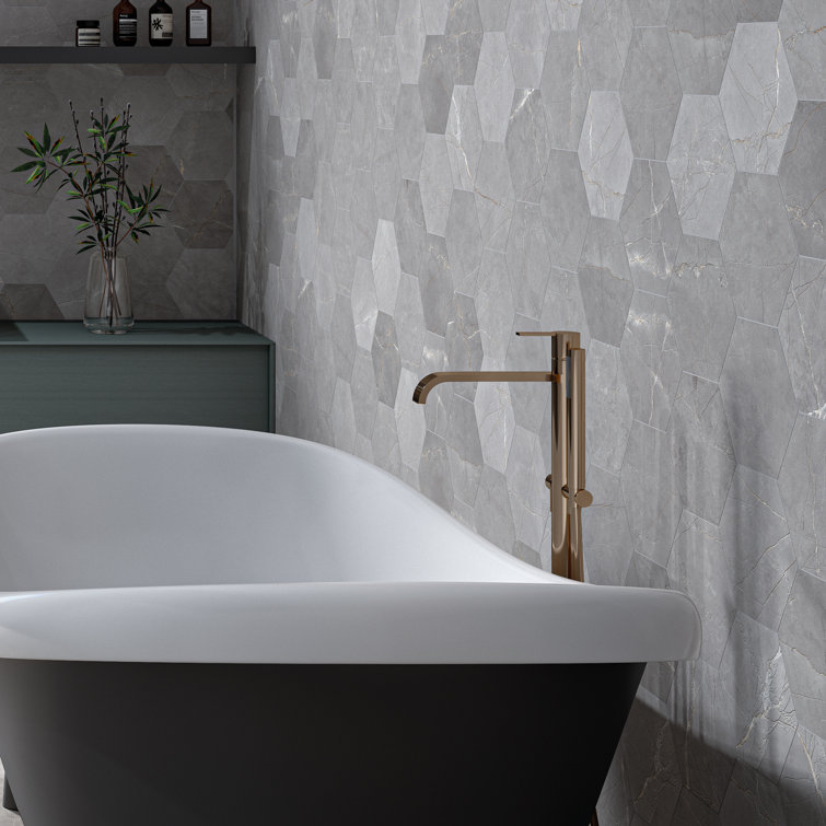 Elegance Gray Hexagon Porcelain Wall & Floor Tile 7.7" x 8.9"