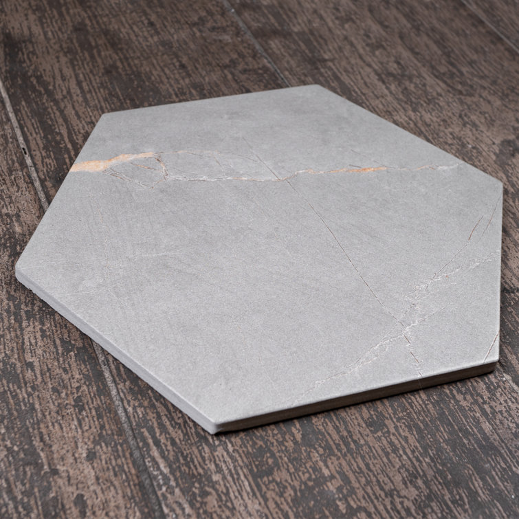 Elegance Gray Hexagon Porcelain Wall & Floor Tile 7.7" x 8.9"