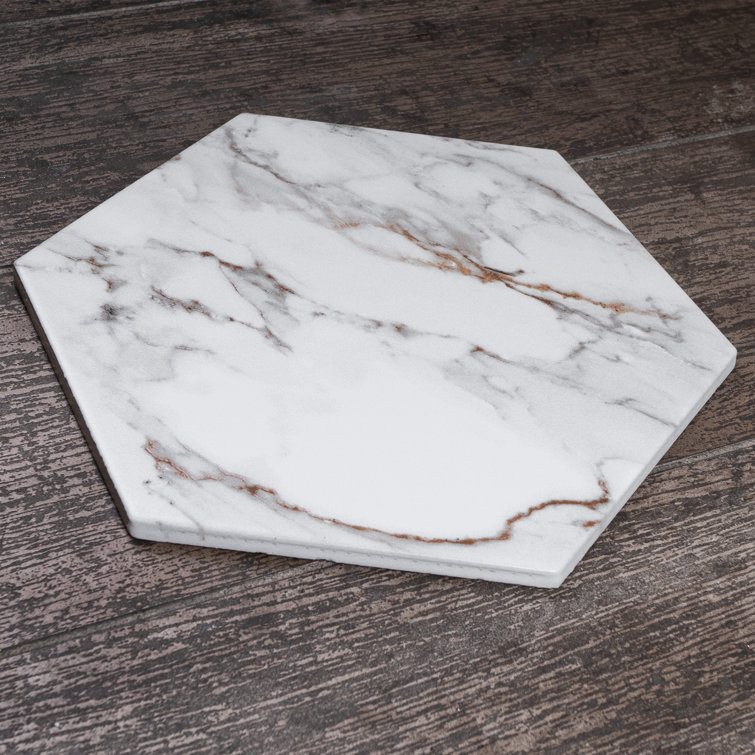 Gold Marble Look Hexagon Porcelain Tile 7.7" x 8.9"