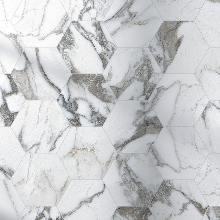 Marquina Hexagon Matte Porcelain Wall & Floor Tile 7.7" x 8.9"