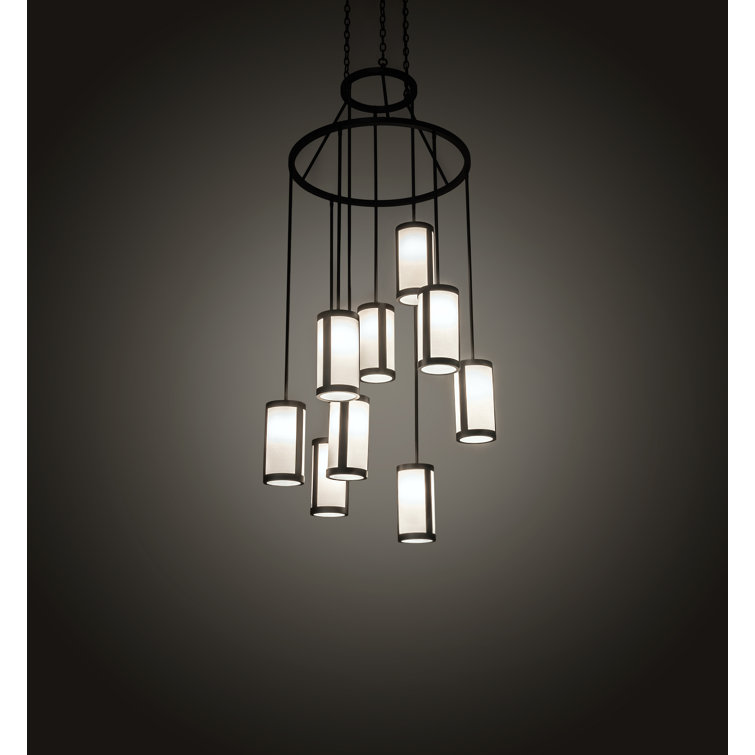 Annelise Crystal White 9-Light Tiered Wrought Iron Chandelier