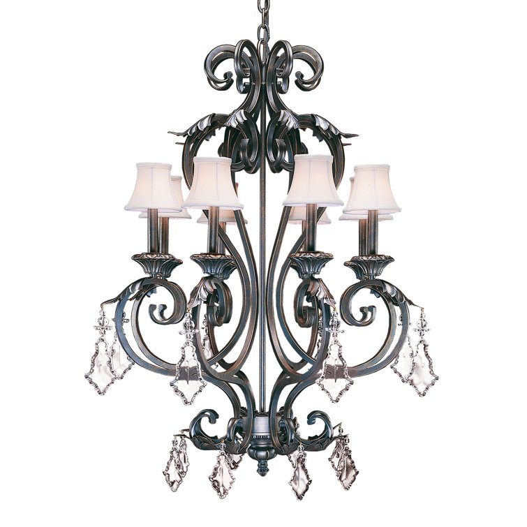 French Bronze 8-Light Chandelier with Crystal Accents