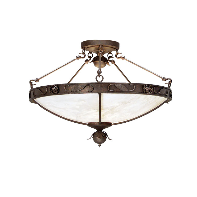 Copper Rust 5-Light Semi Flush Mount with Glass Shade