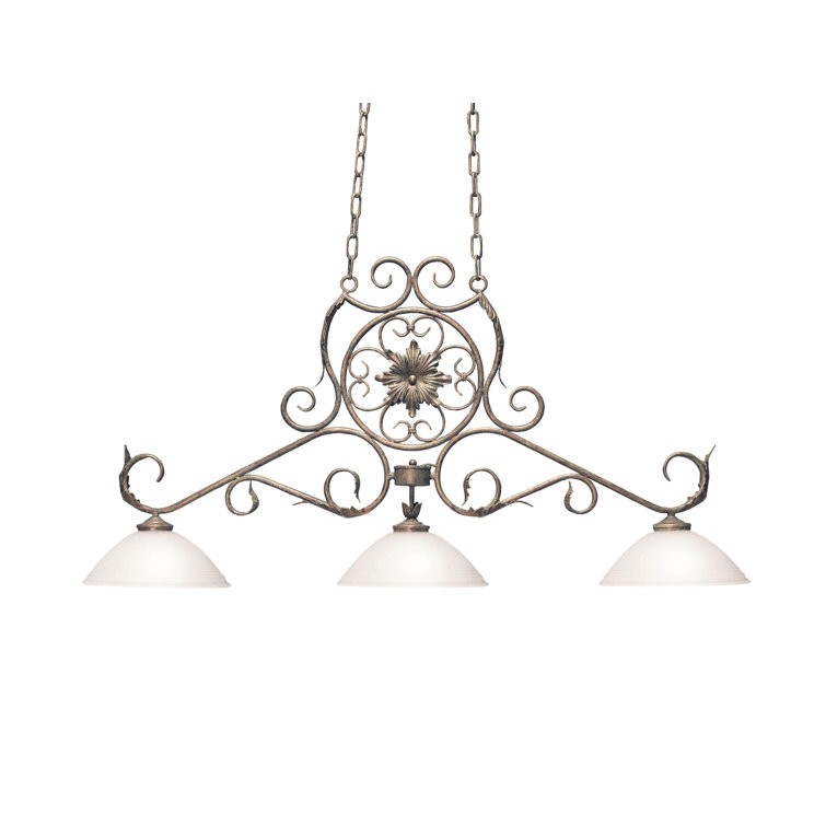 Christabel 3-Light Cortez Gold and White Glass Pendant