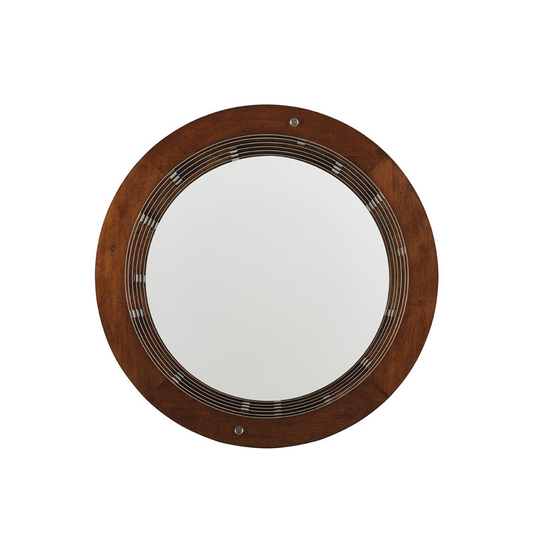 Meridien Round Brown Wood Dining Table with Glass Base