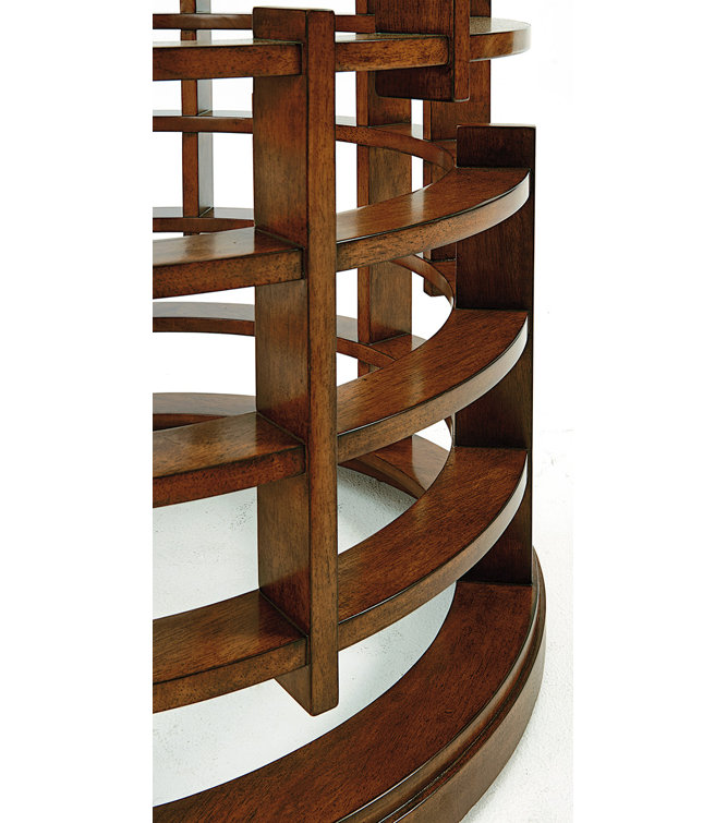 Meridien Round Brown Wood Dining Table with Glass Base