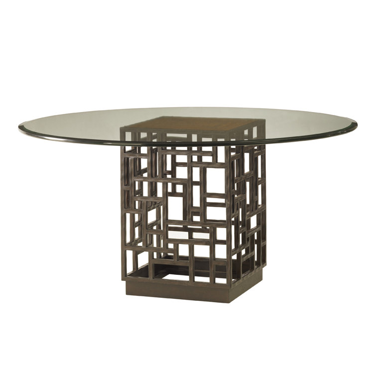 South Seas 54" Round Brown Glass Top Dining Table