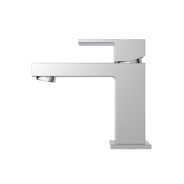 Quadrato Polished Chrome Single Handle Bathroom Faucet with Drain