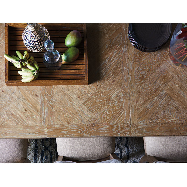 Elegant Herringbone Extendable Wood Dining Table in Brown