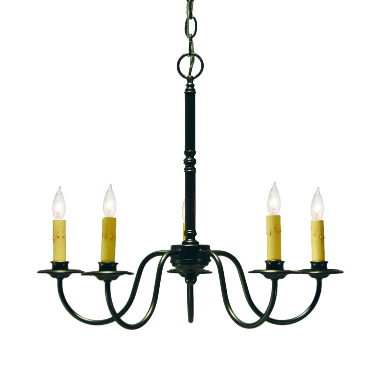 Rozanne Blackwash 5-Light Chandelier with Faux Candlelights