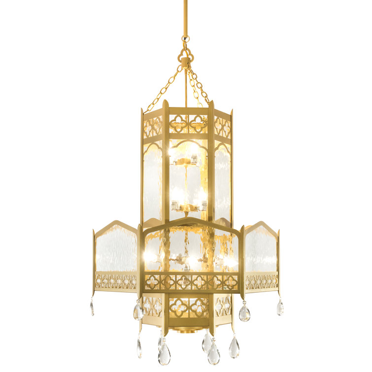 Goldtastic Saltire 12-Light Hexagonal Church Pendant with Clear Water Glass