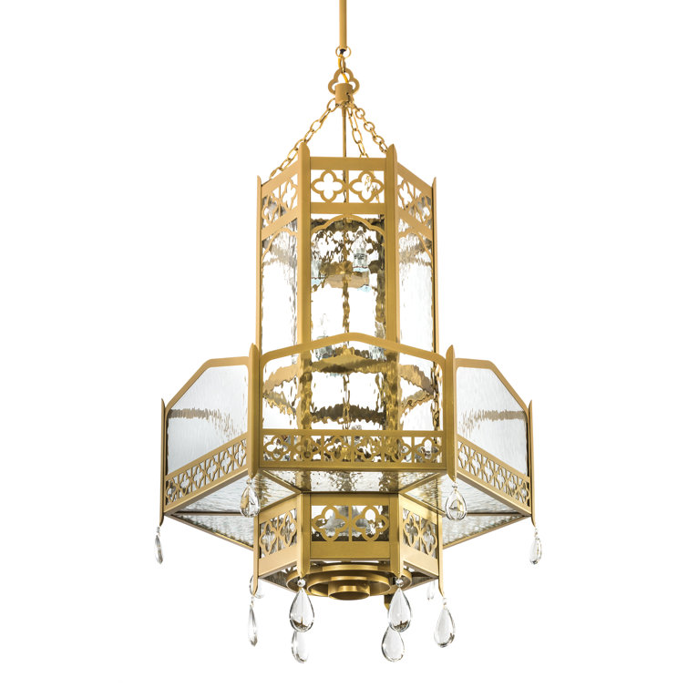 Goldtastic Saltire 12-Light Hexagonal Church Pendant with Clear Water Glass