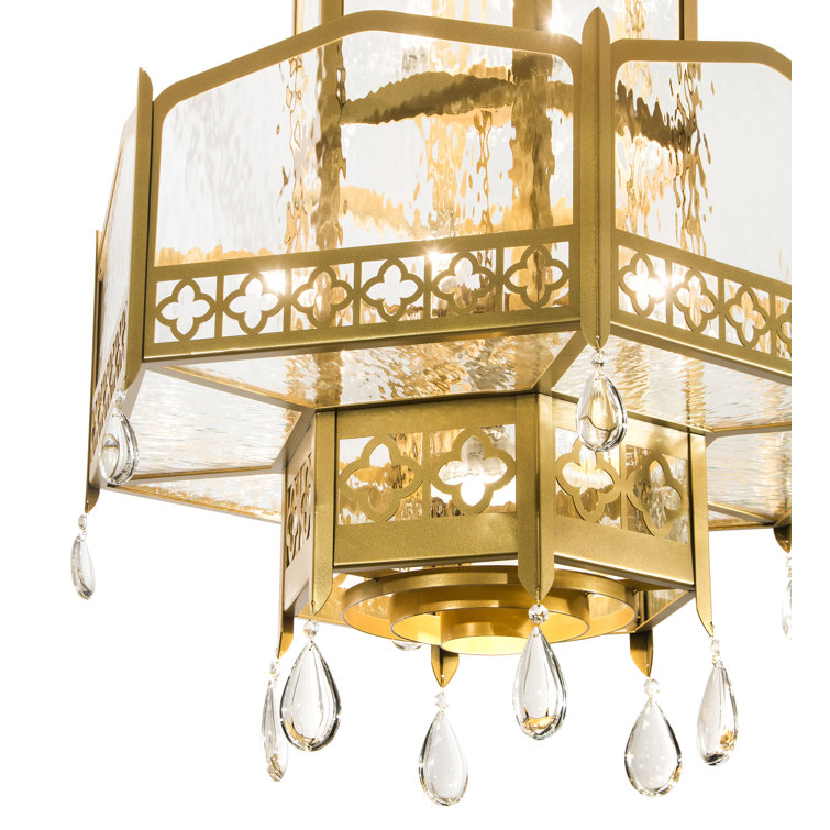Goldtastic Saltire 12-Light Hexagonal Church Pendant with Clear Water Glass
