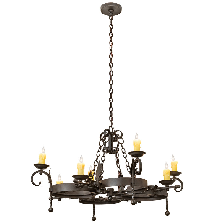 Chocolate and Beige 8-Light Candle Chandelier
