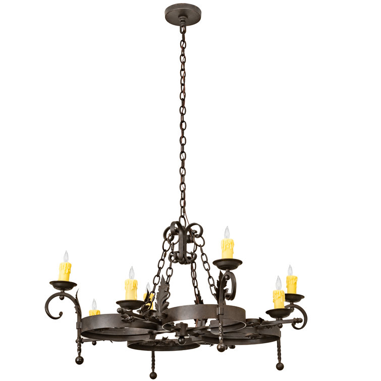 Chocolate and Beige 8-Light Candle Chandelier