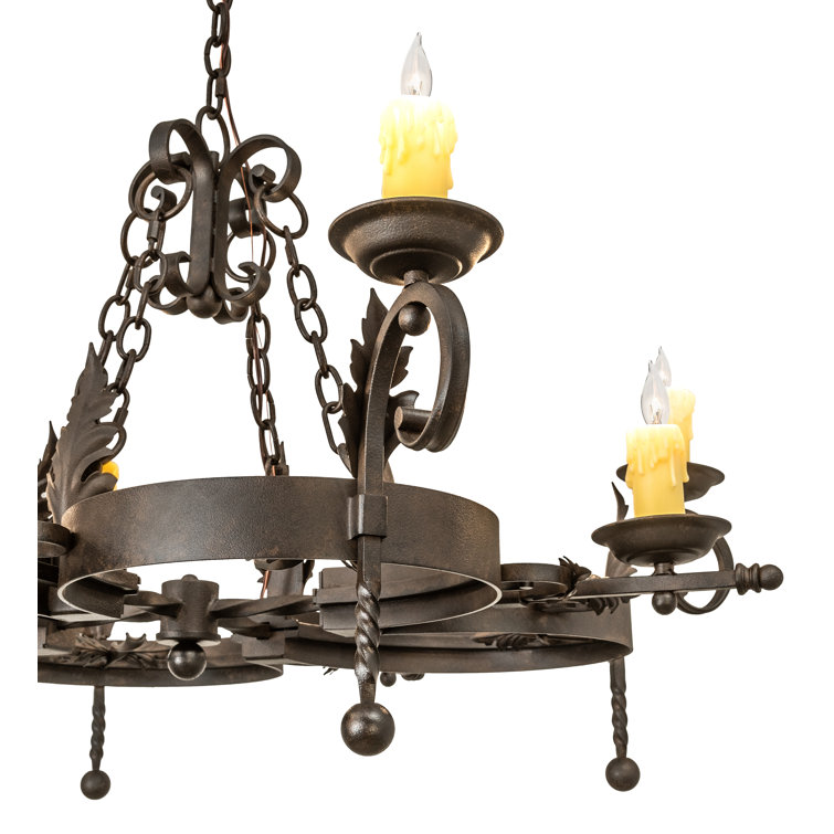 Chocolate and Beige 8-Light Candle Chandelier