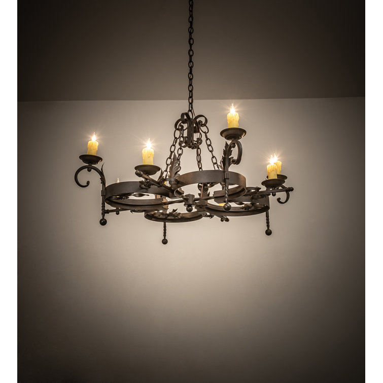 Chocolate and Beige 8-Light Candle Chandelier