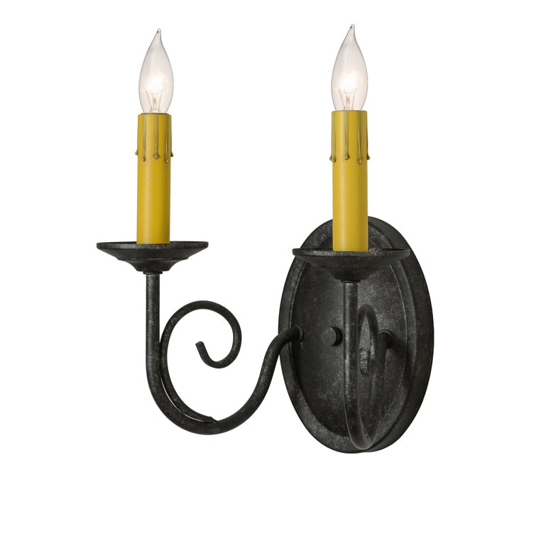 Jenna Black Iron 2-Light Candle Wall Sconce