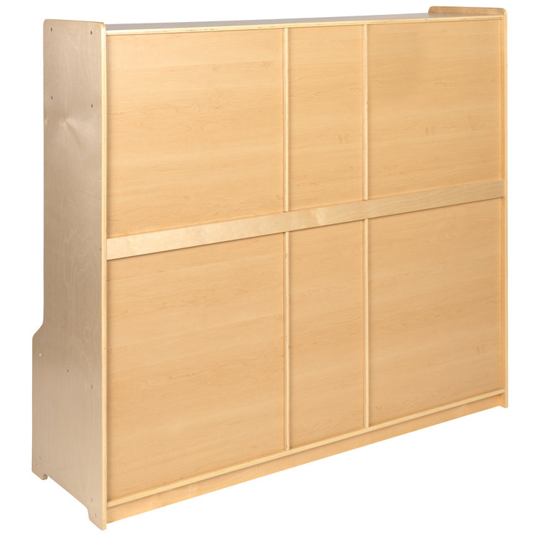 Natural Birch Wood 5-Section School Coat Locker with Bench and Cubbies