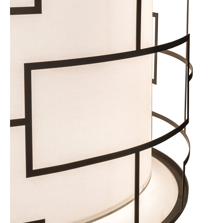 Bronze and Cream 48'' Drum Pendant Light with LED