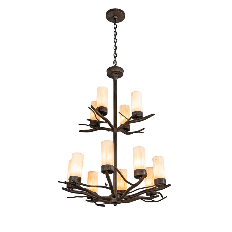 Winter Solstice Rustic 12-Light Ivory Acrylic Chandelier