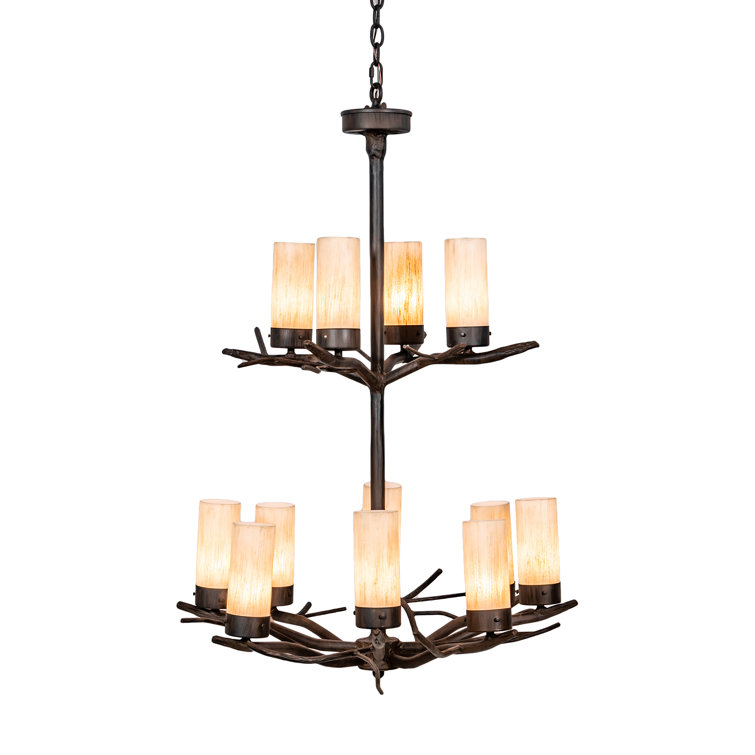 Winter Solstice Rustic 12-Light Ivory Acrylic Chandelier