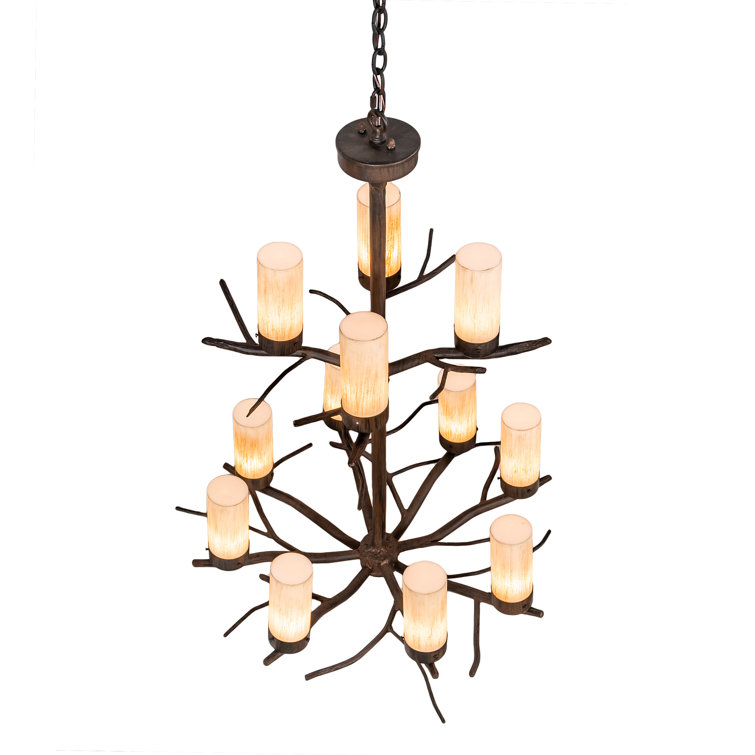 Winter Solstice Rustic 12-Light Ivory Acrylic Chandelier