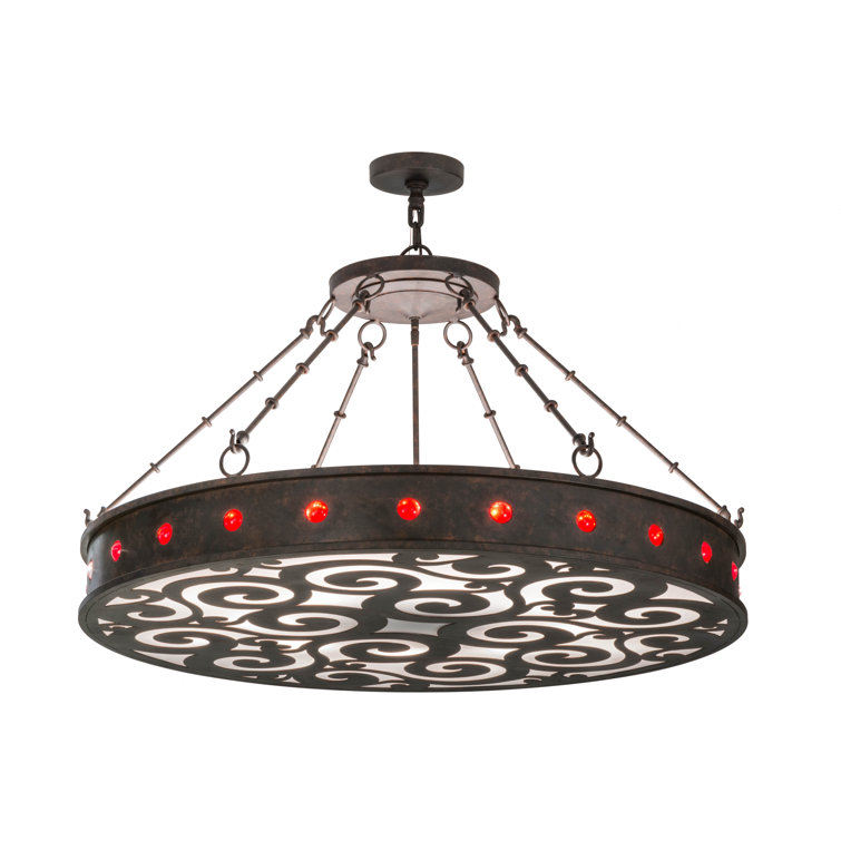 Cajun Spice 42" Brown Glass LED Drum Chandelier