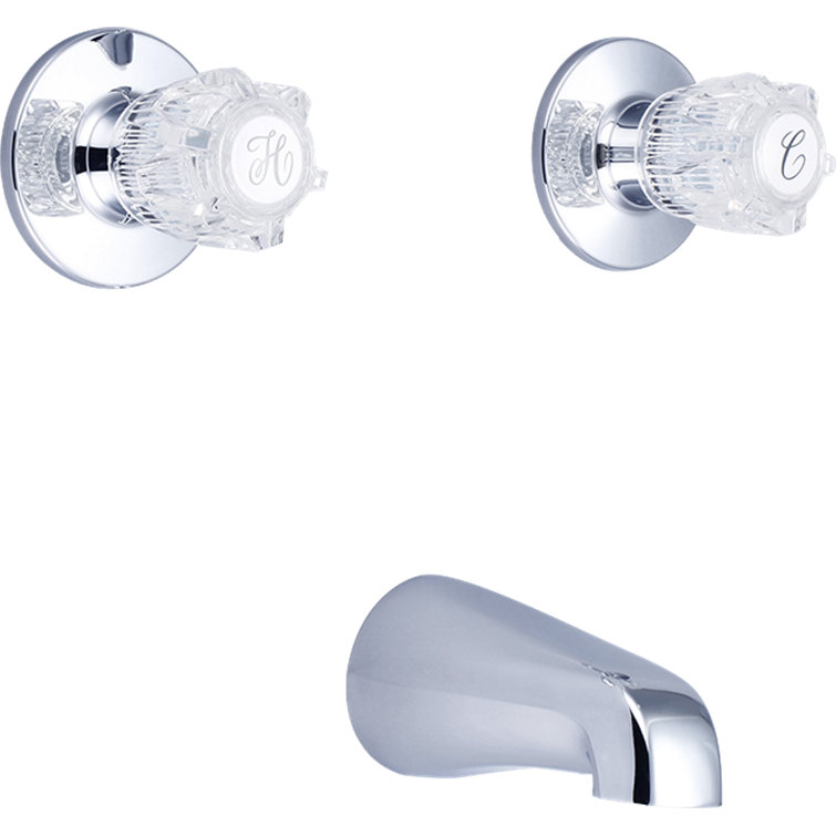 Chrome Wall Tub Spout with Acrylic Handles