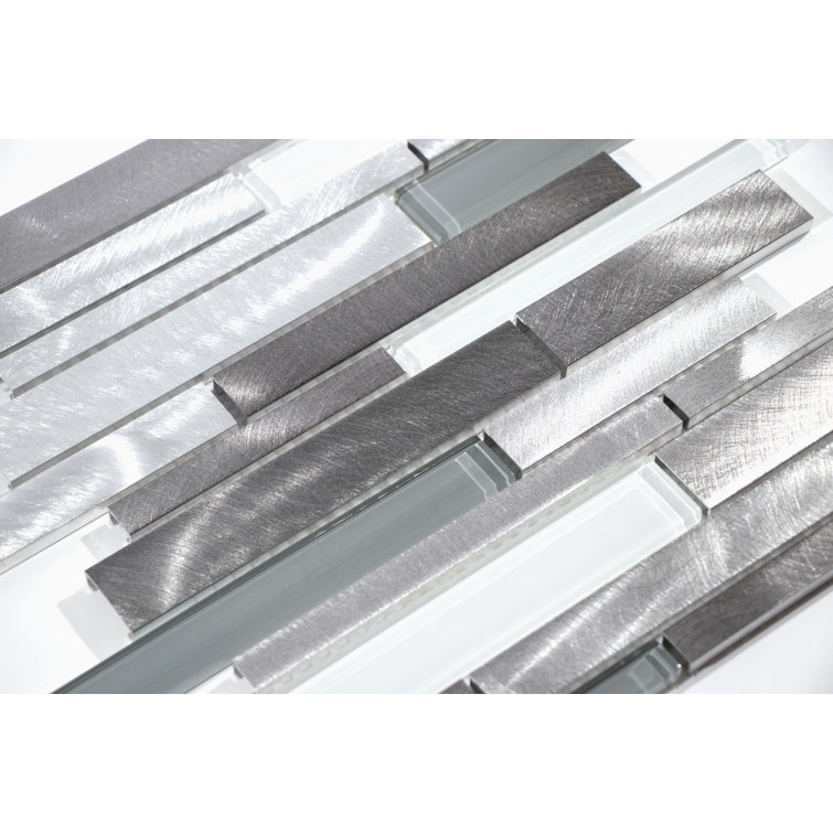 Twilight Gray and White Glass and Aluminum Mosaic Tile
