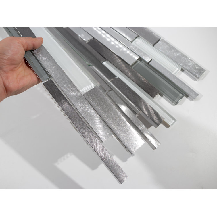 Twilight Gray and White Glass and Aluminum Mosaic Tile