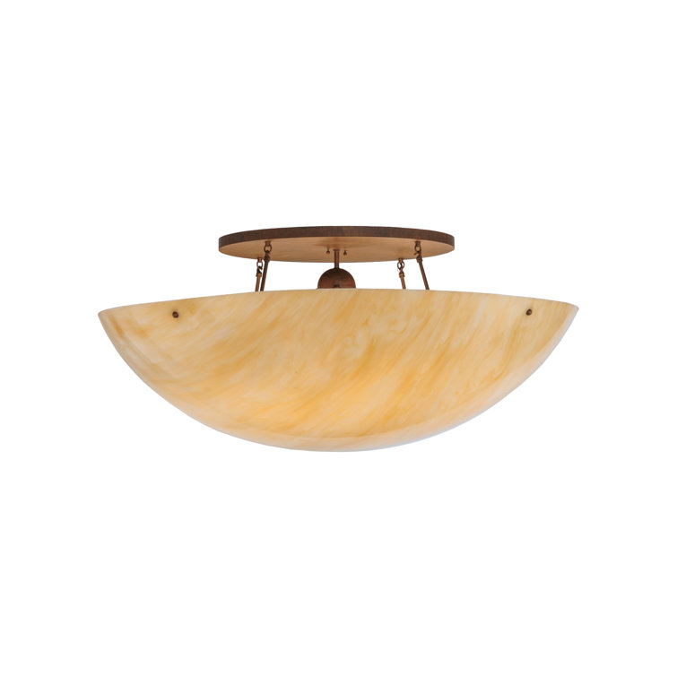 Cortez Gold 22'' Glass Shade Semi Flush Mount Light