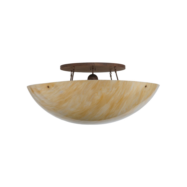 Cortez Gold 22'' Glass Shade Semi Flush Mount Light