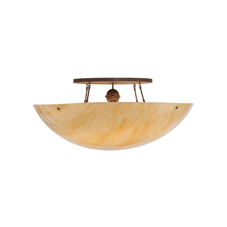 Cortez Gold 22'' Glass Shade Semi Flush Mount Light