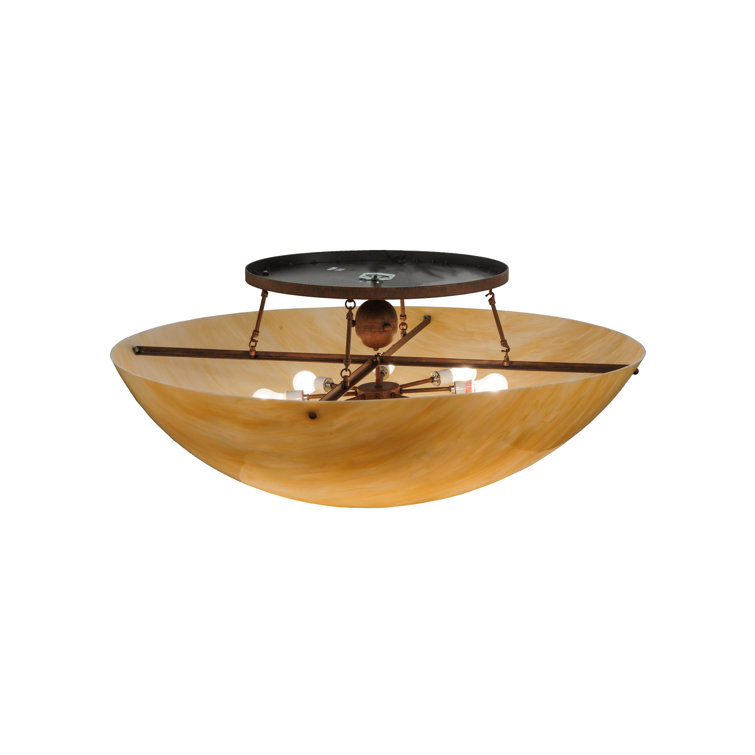 Cortez Gold 22'' Glass Shade Semi Flush Mount Light