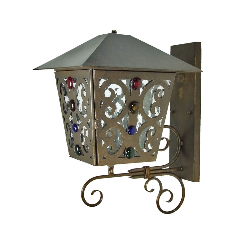 Gilded Tobacco Clear Seeded Glass Sconce with Jeweled Accents